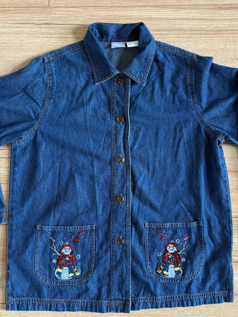 Blair Blue Denim Button-Front Kids Shirt with Embroidered Pockets